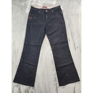 Vintage Fetish Low Rise Flare Leg Denim Jeans Size 13/14 Blue Dark Wash Stretch